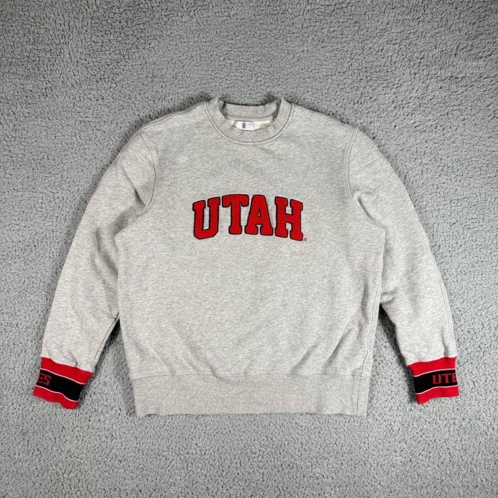 University Of Utah Runnin Utes Crewneck Adult Medium Gray Collegiate Sweatshirt